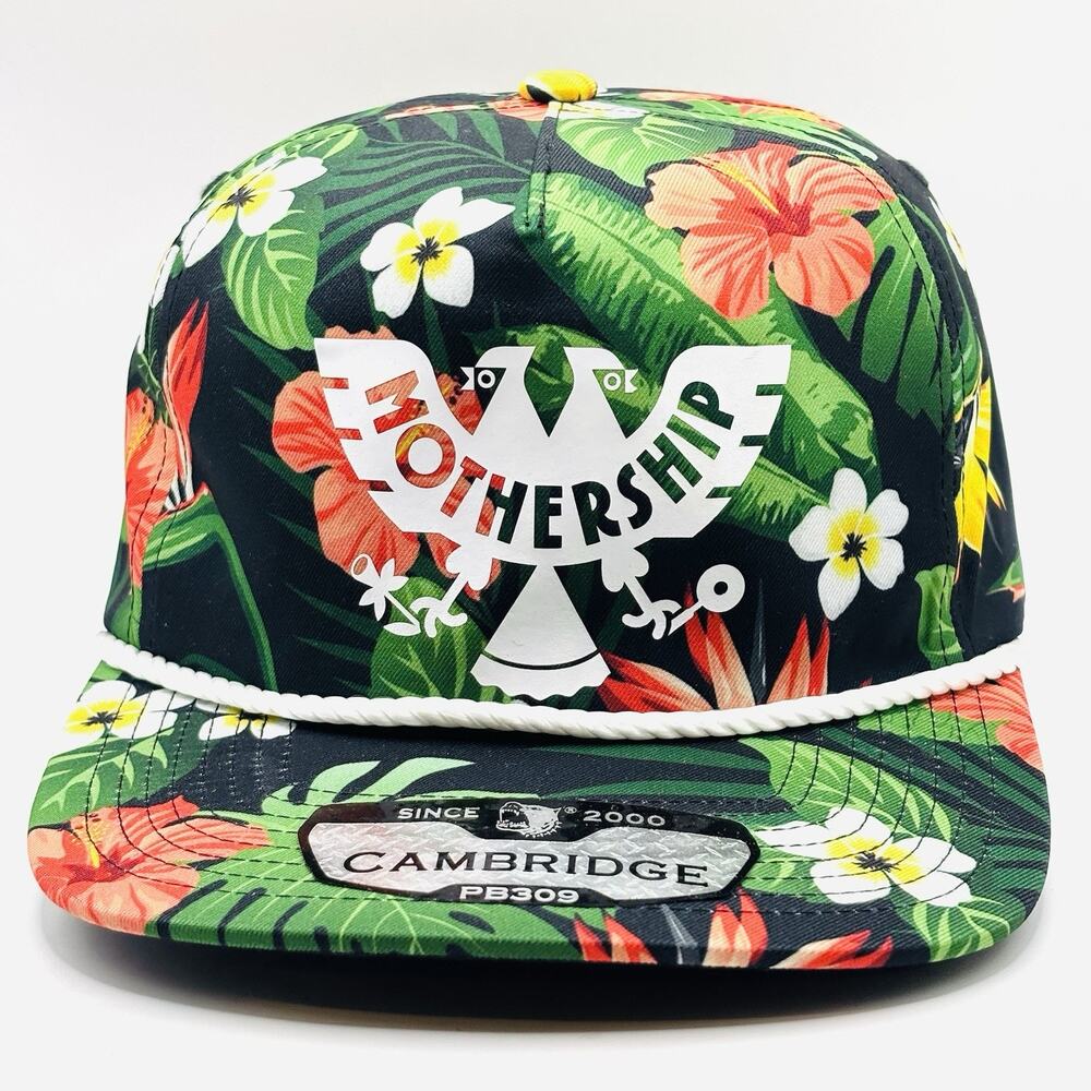 Cambridge PB309 Floral Rope SnapBack Hat Cap Mothership White Bird Logo